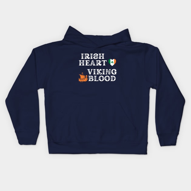 Irish Heart Viking Blood. Ideas for gifts for historical enthusiasts. Gifts are available on t-shirts, stickers, mugs, and phone cases, among other things. Kids Hoodie by Papilio Art